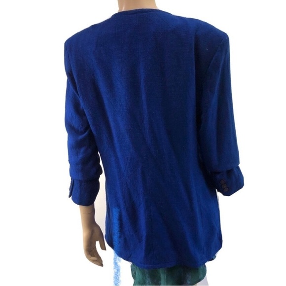 Liz Claiborne Vintage Blazer Chest Pocket Royal Blue - Picture 2 of 16